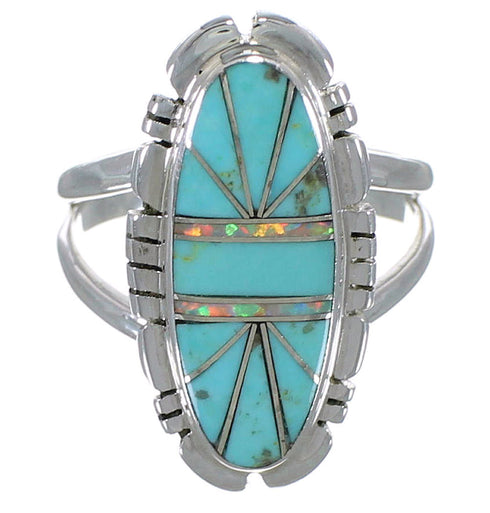 Opal Turquoise Genuine Sterling Silver Jewelry Ring Size 6-3/4 AX52811
